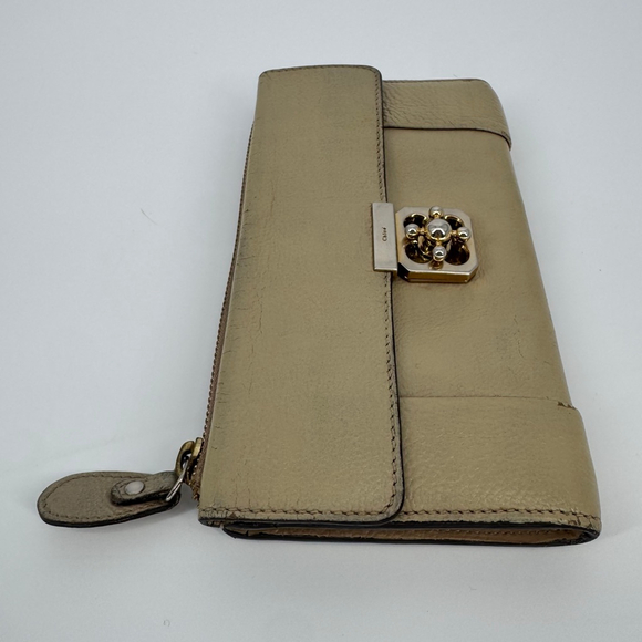 Chloe Long Beige Leather Wallet One Size - Picture 4 of 11